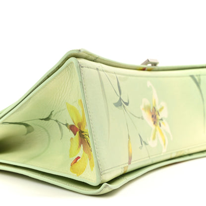 Balenciaga Shiny Paper Calfskin Floral Printed Large Crush Sling Bag Green 8 of 9