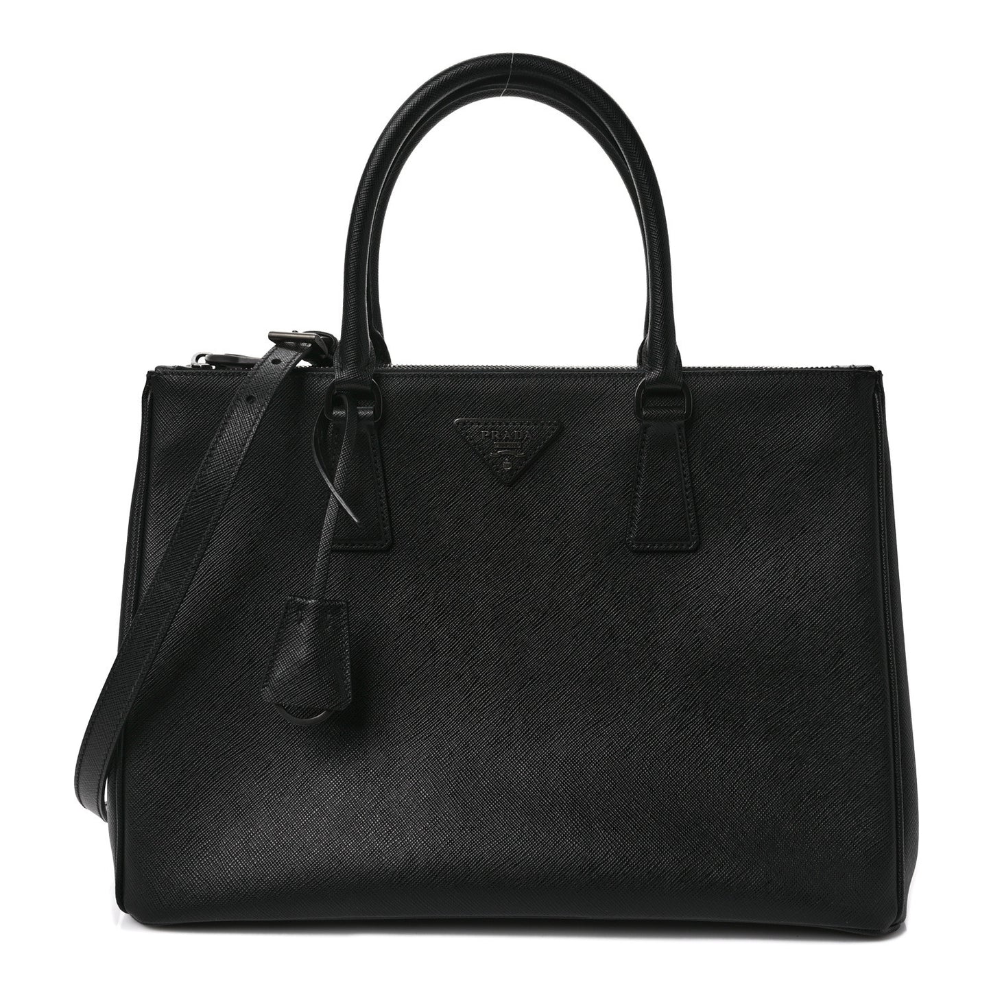 Saffiano Lux Monochrome Large Galleria Double Zip Tote Black