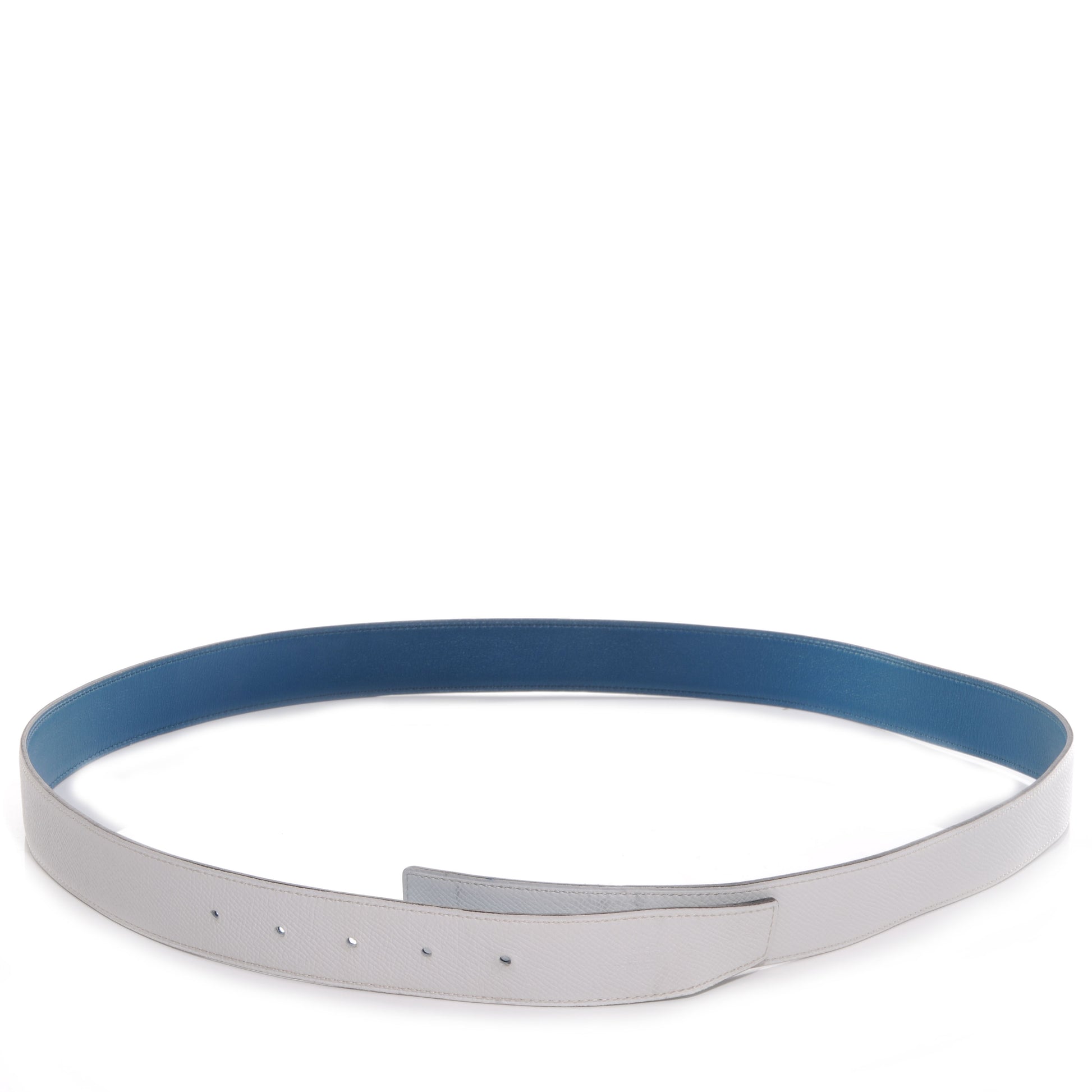Hermes Epsom Swift Reversible 32mm Belt Strap 110 White Blue Jean 1 of 6