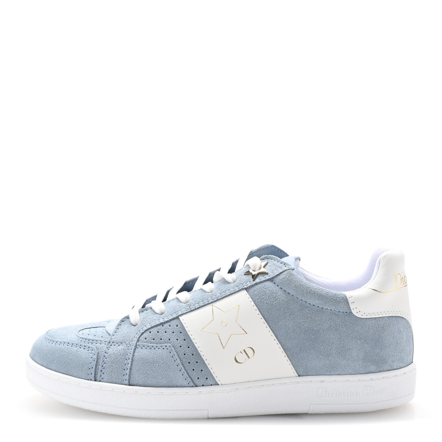 Christian Dior Calfskin Suede Dior Star Low Top Sneakers 35 White Blue 1 of 11