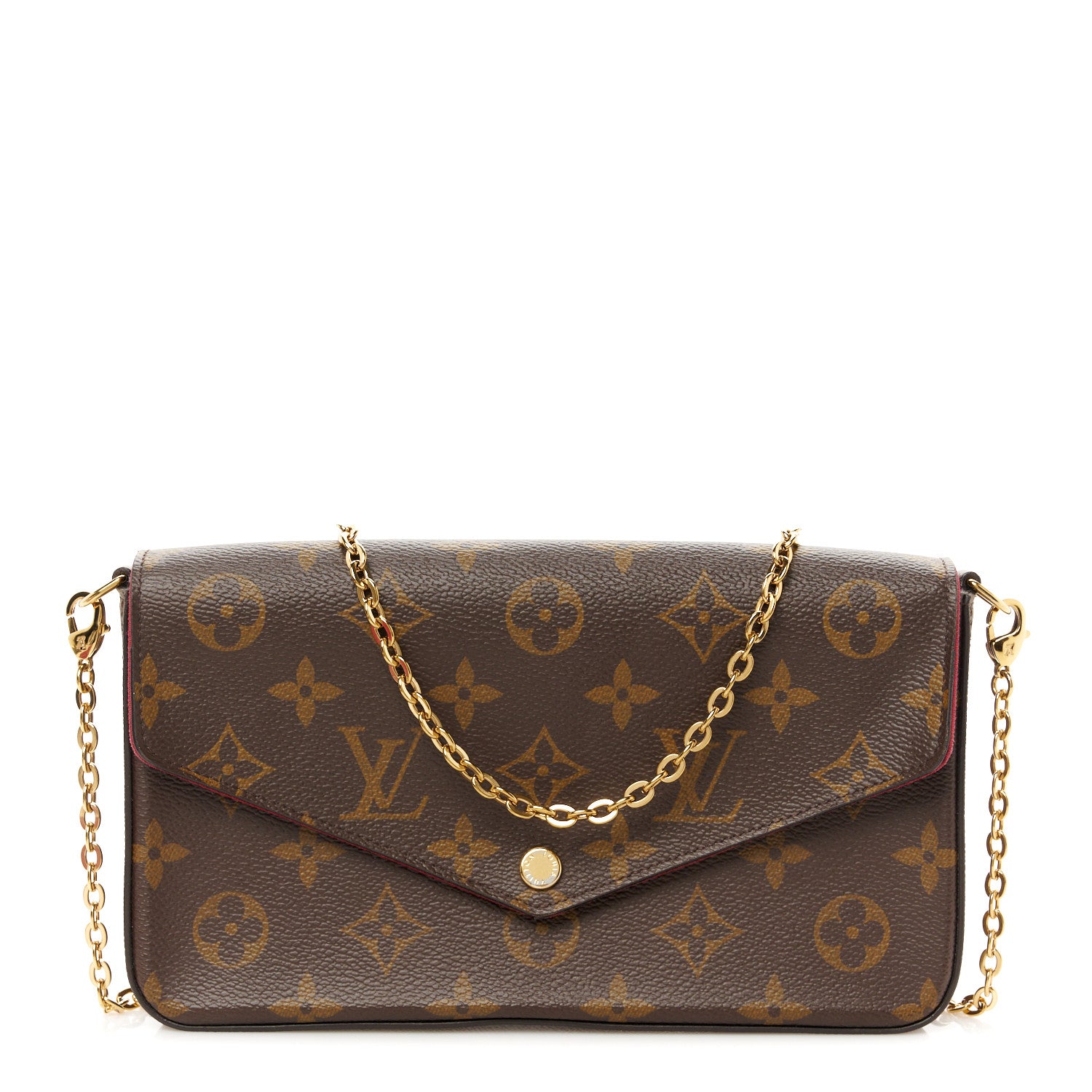 Louis Vuitton Monogram Pochette Felicie Chain Wallet Fuchsia 1 of 13