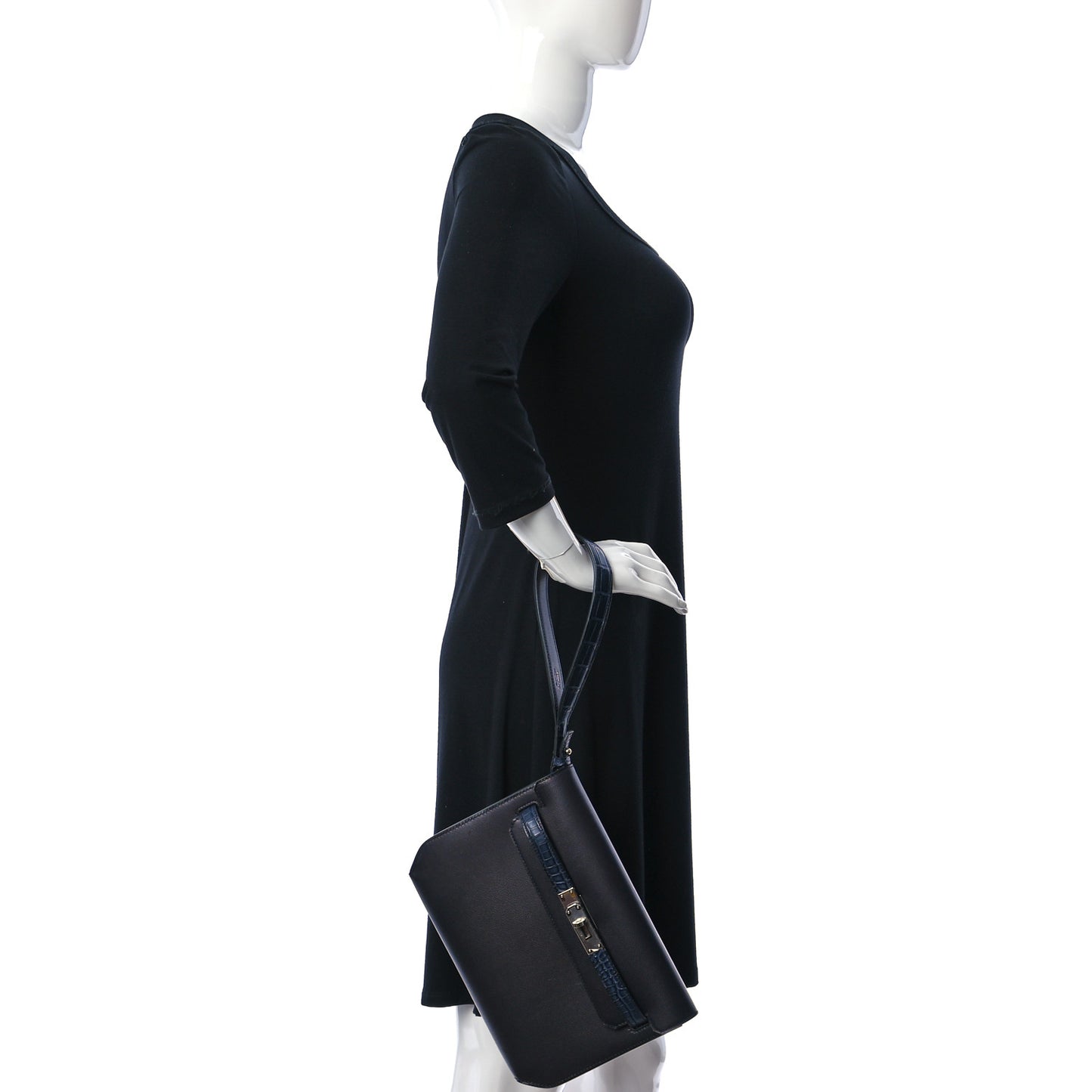 Evergrain Matte Alligator Kelly Depeches 25 Pouch Black Bleu Nuit