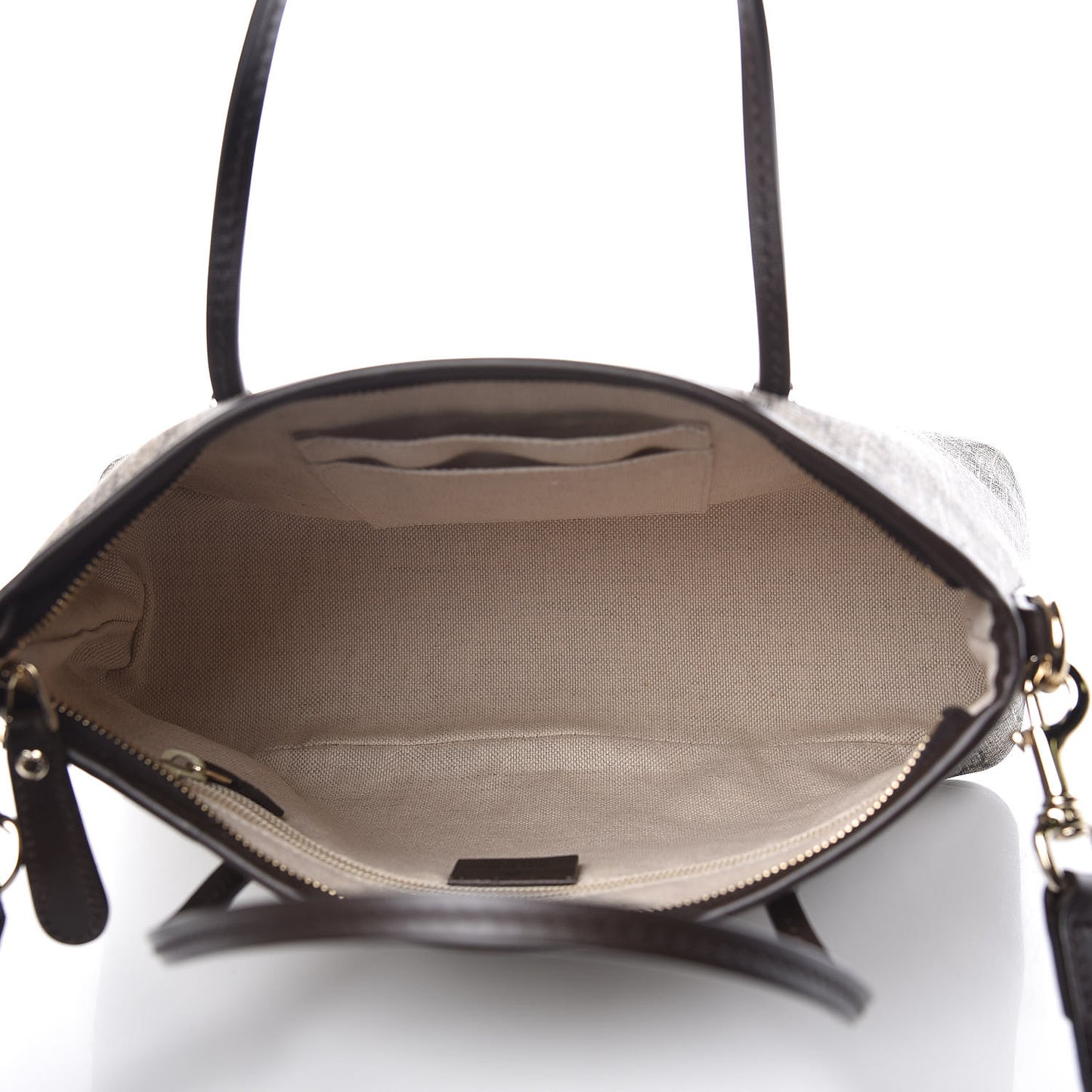 GG Supreme Monogram Small Zippered Tote Dark Brown