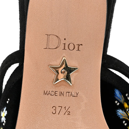 Christian Dior Velvet Beaded Embroidered Flower Dioreve Mules 37.5 Black Multicolor 8 of 10