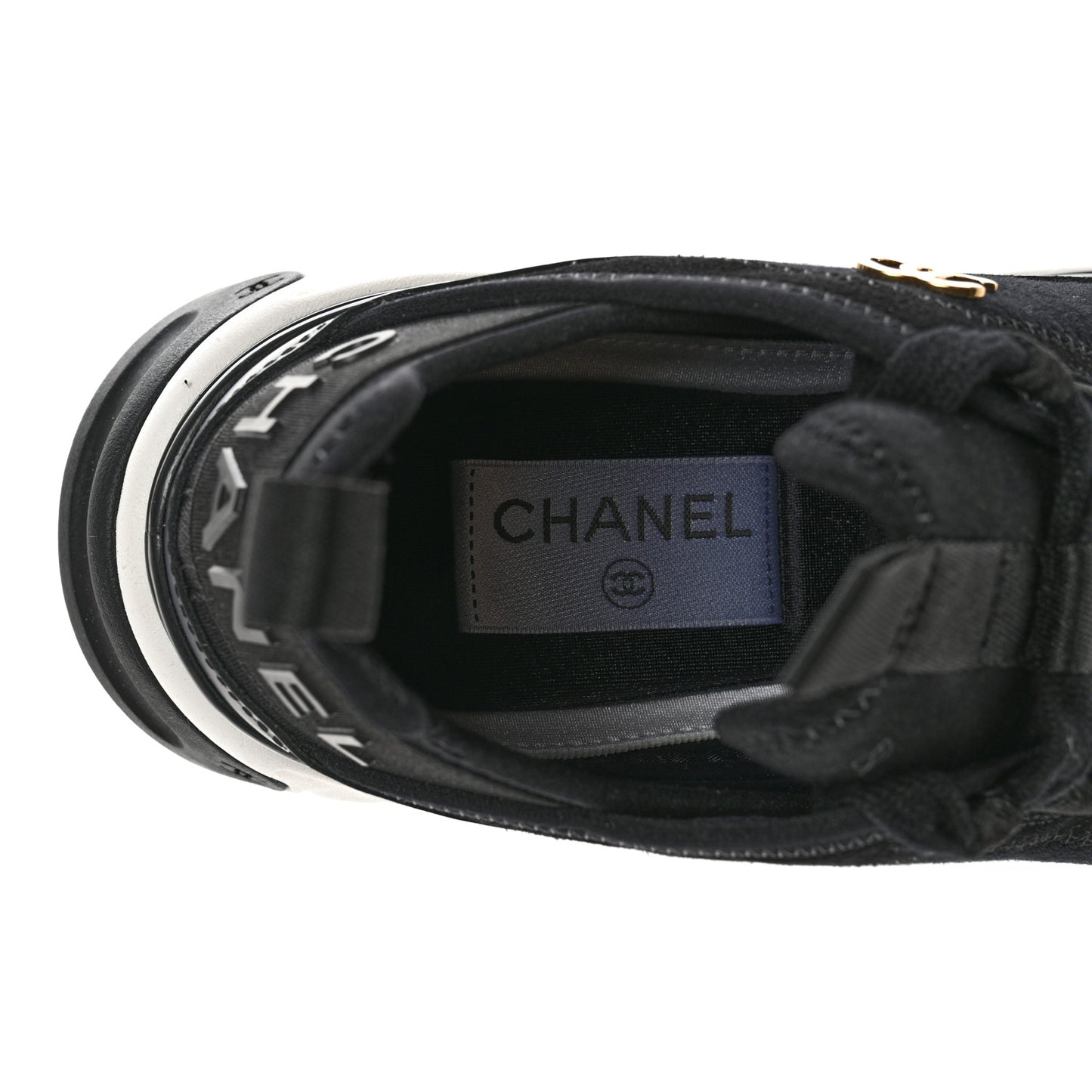 Velvet Calfskin Mixed Fibers CC Sneakers 35.5 Black