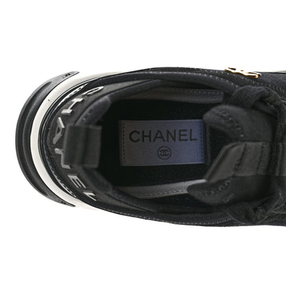 Chanel Velvet Calfskin Mixed Fibers CC Sneakers 35.5 Black 6 of 10