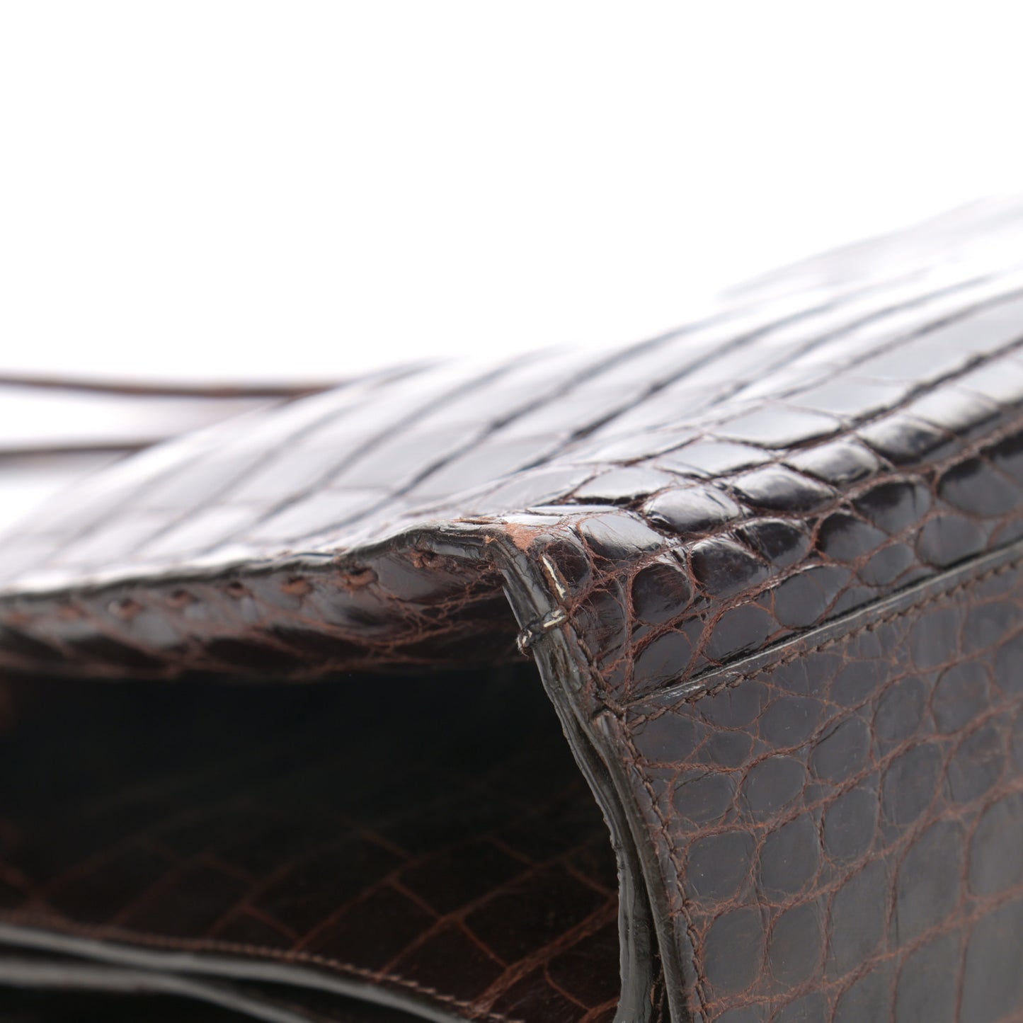 Crocodile Top Handle Bag Brown