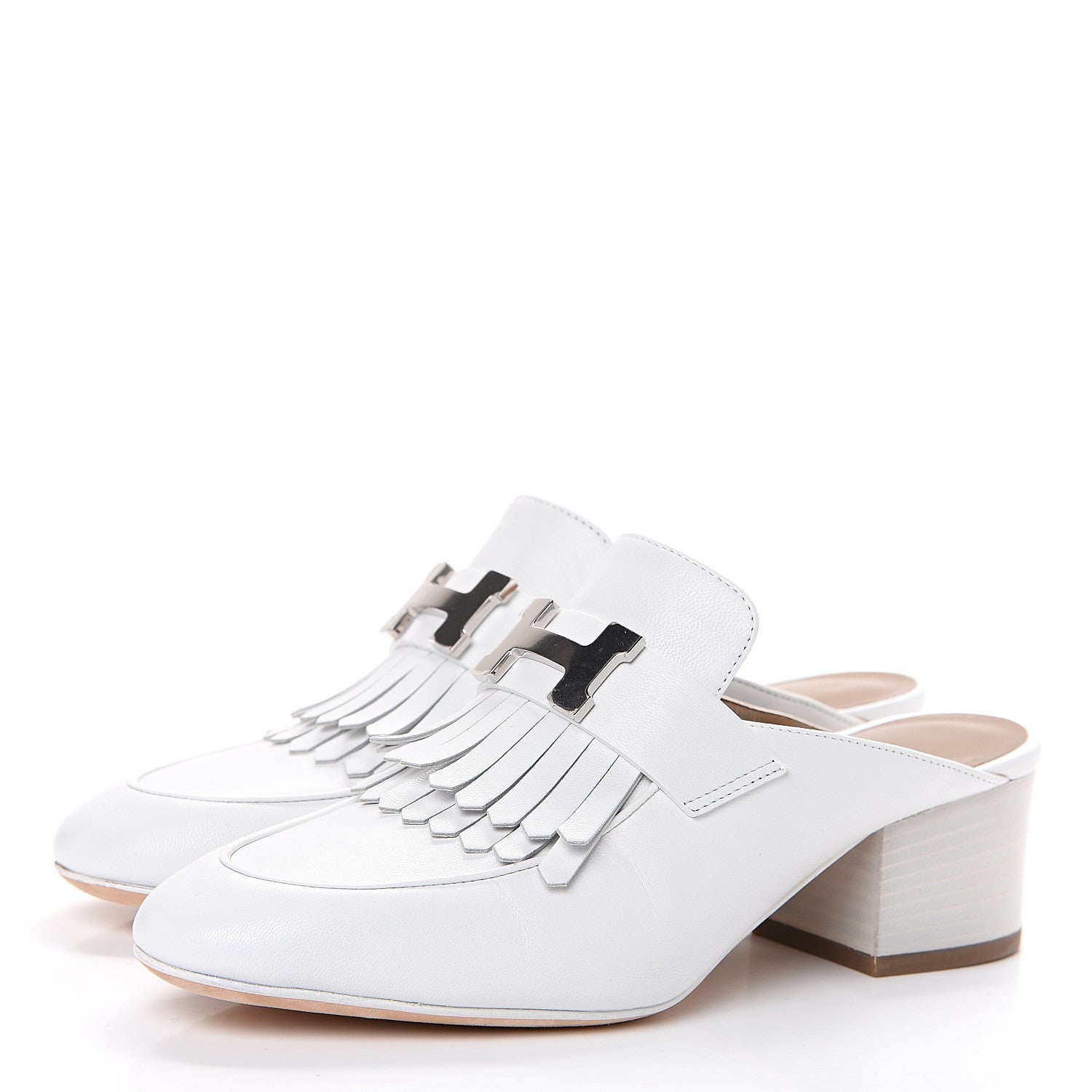 Hermes Goatskin Tuileries Mules 35 White 3 of 8