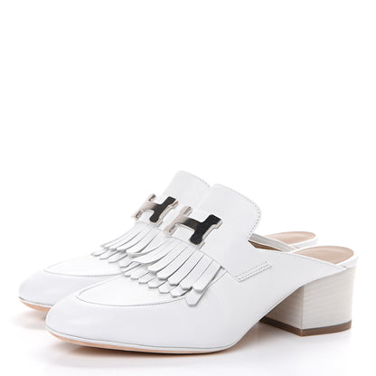 Hermes Goatskin Tuileries Mules 35 White 3 of 8