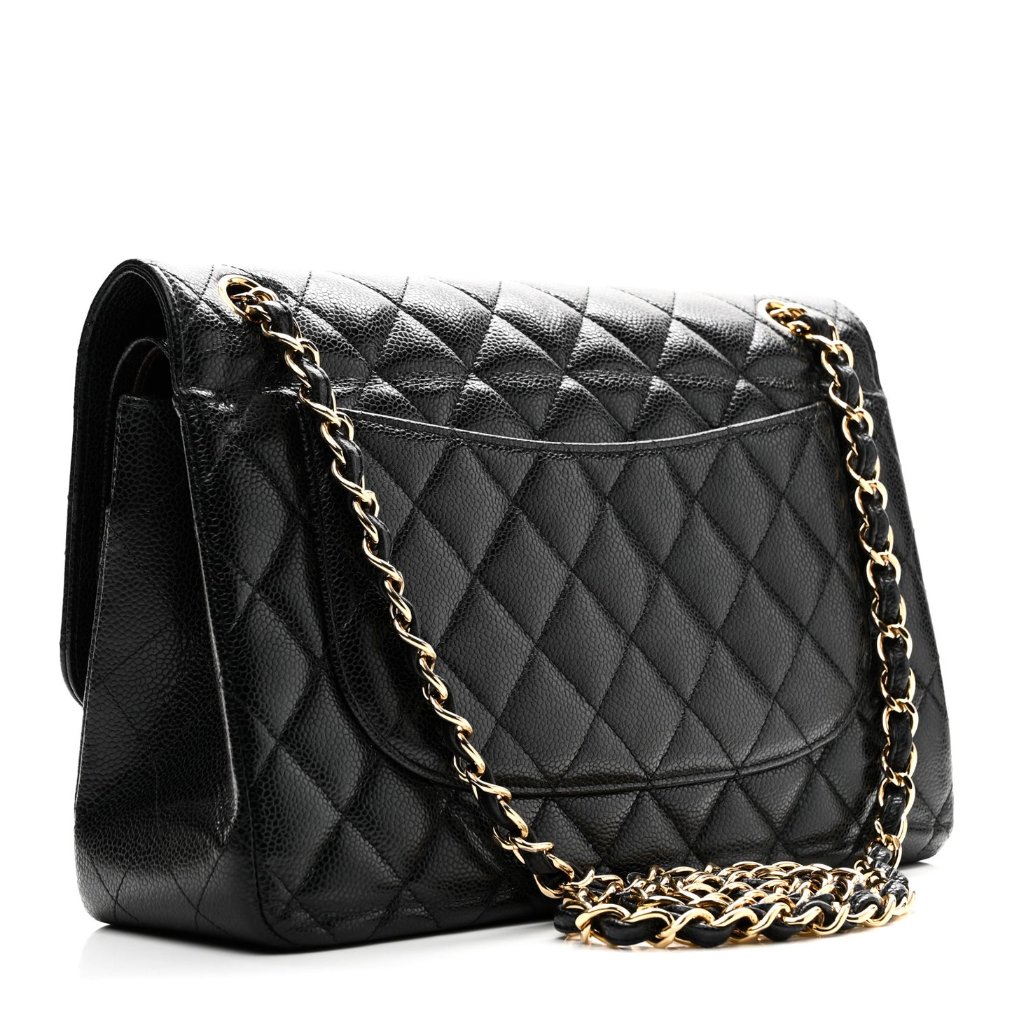 Caviar Quilted Jumbo Double Flap Black