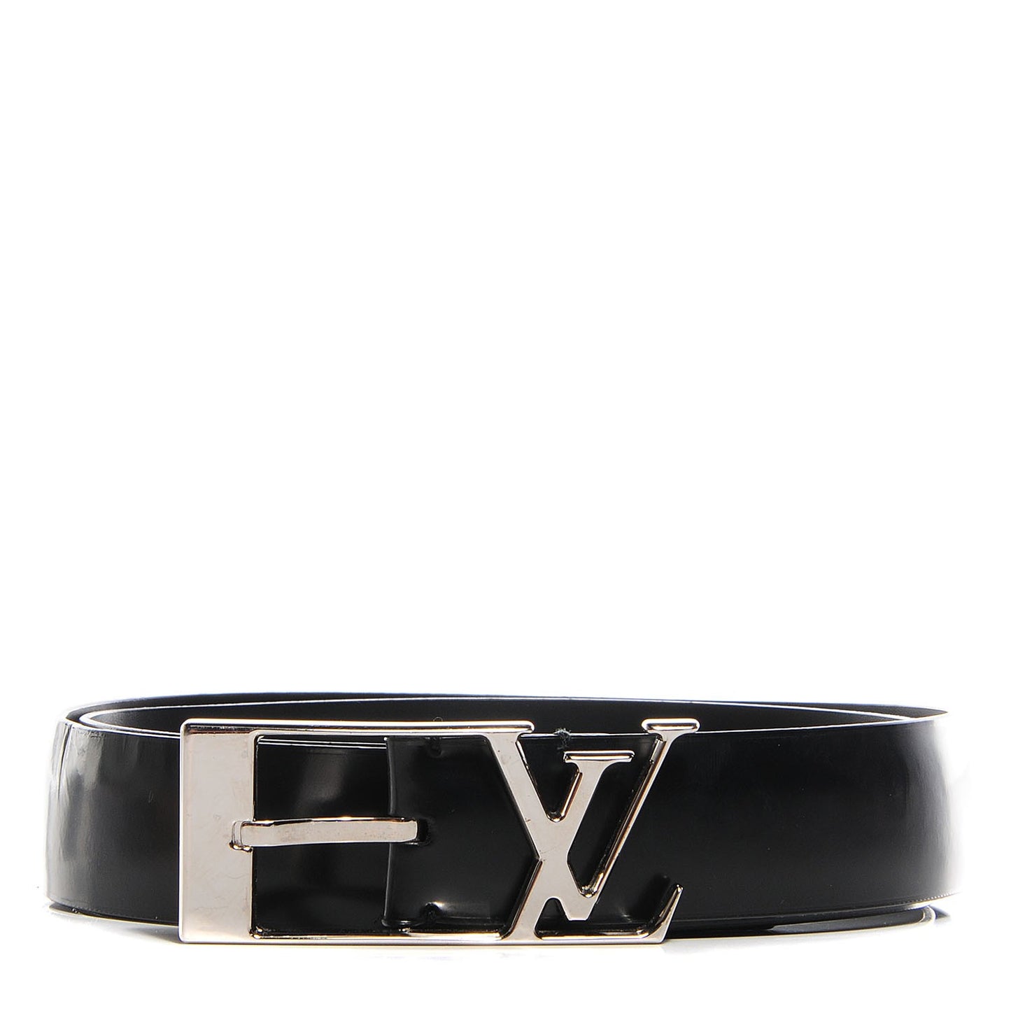 Glazed Leather LV Anagramme 30mm Belt 85 34 Black