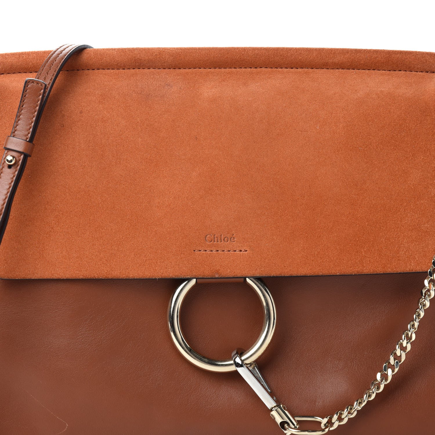 Chloe Suede Calfskin Medium Faye Shoulder Bag Tobacco 11 of 11