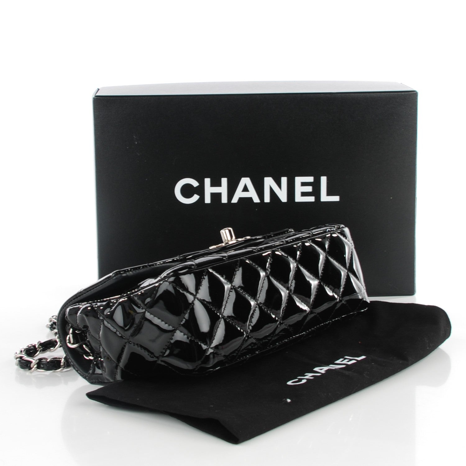 Chanel Patent Calfskin Quilted Mini Rectangular Flap Black 4 of 8