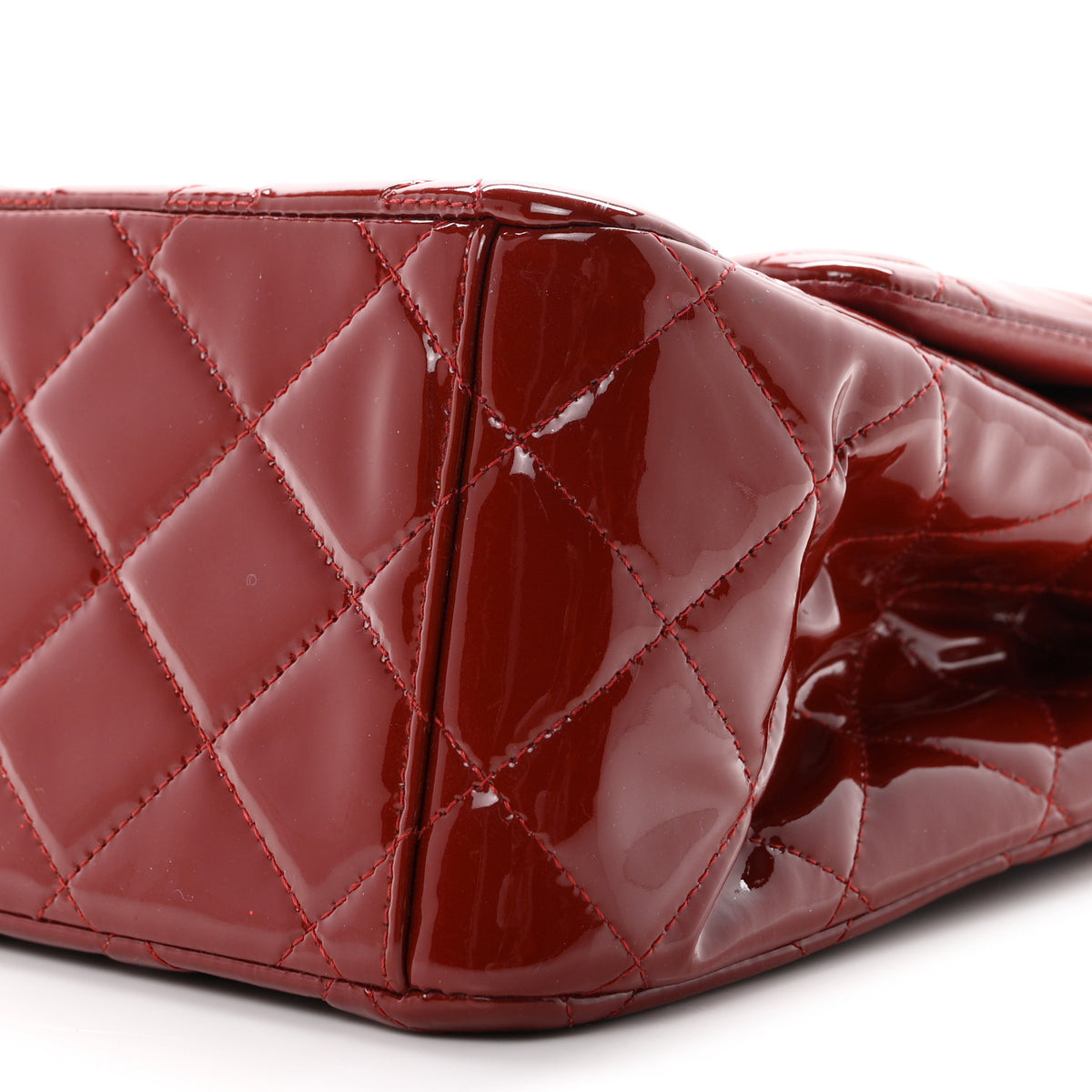 Patent Quilted Maxi Double Flap Red