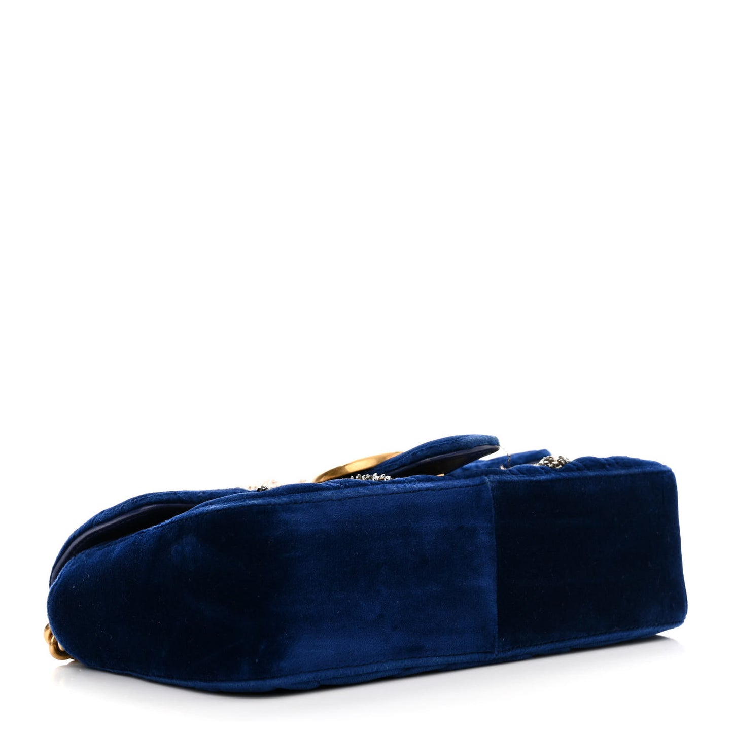 Velvet Matelasse Embroidered Mini GG Marmont Shoulder Bag Cobalt Blue