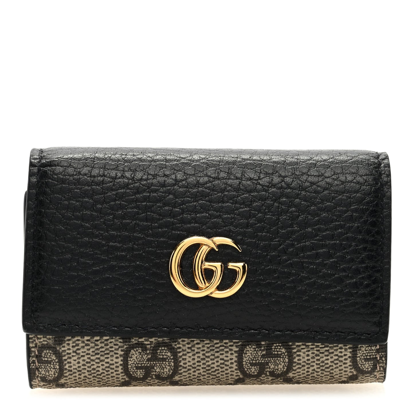 Dollar Calfskin GG Supreme Monogram GG Marmont 6 Key Holder Case Black Beige Ebony