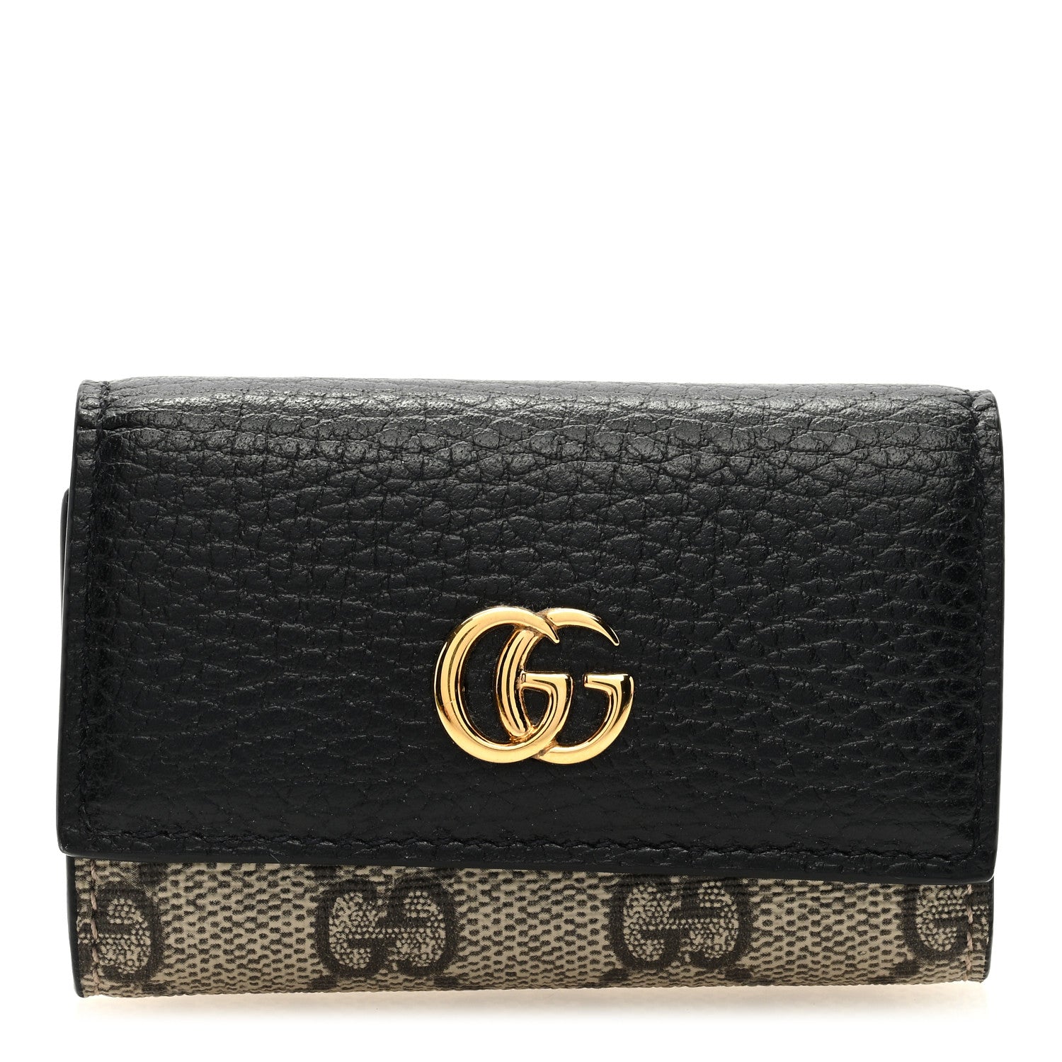Gucci Dollar Calfskin GG Supreme Monogram GG Marmont 6 Key Holder Case Black Beige Ebony 1 of 7