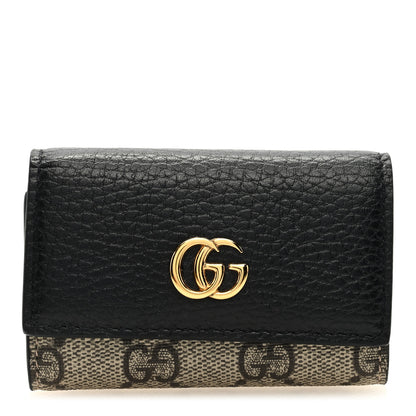 Gucci Dollar Calfskin GG Supreme Monogram GG Marmont 6 Key Holder Case Black Beige Ebony 1 of 7