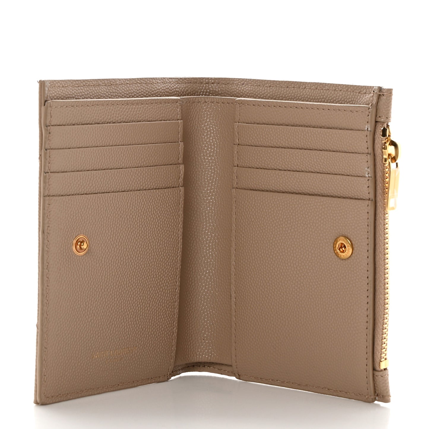 Grain De Poudre Matelasse Chevron Monogram Zipped Two-Part Wallet Dark Beige