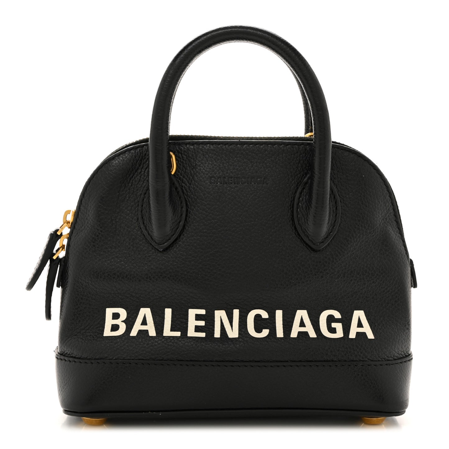 Signature Grained Calfskin Logo XXS Ville Top Handle Bag Black