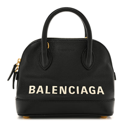 Balenciaga Signature Grained Calfskin Logo XXS Ville Top Handle Bag Black 1 of 14