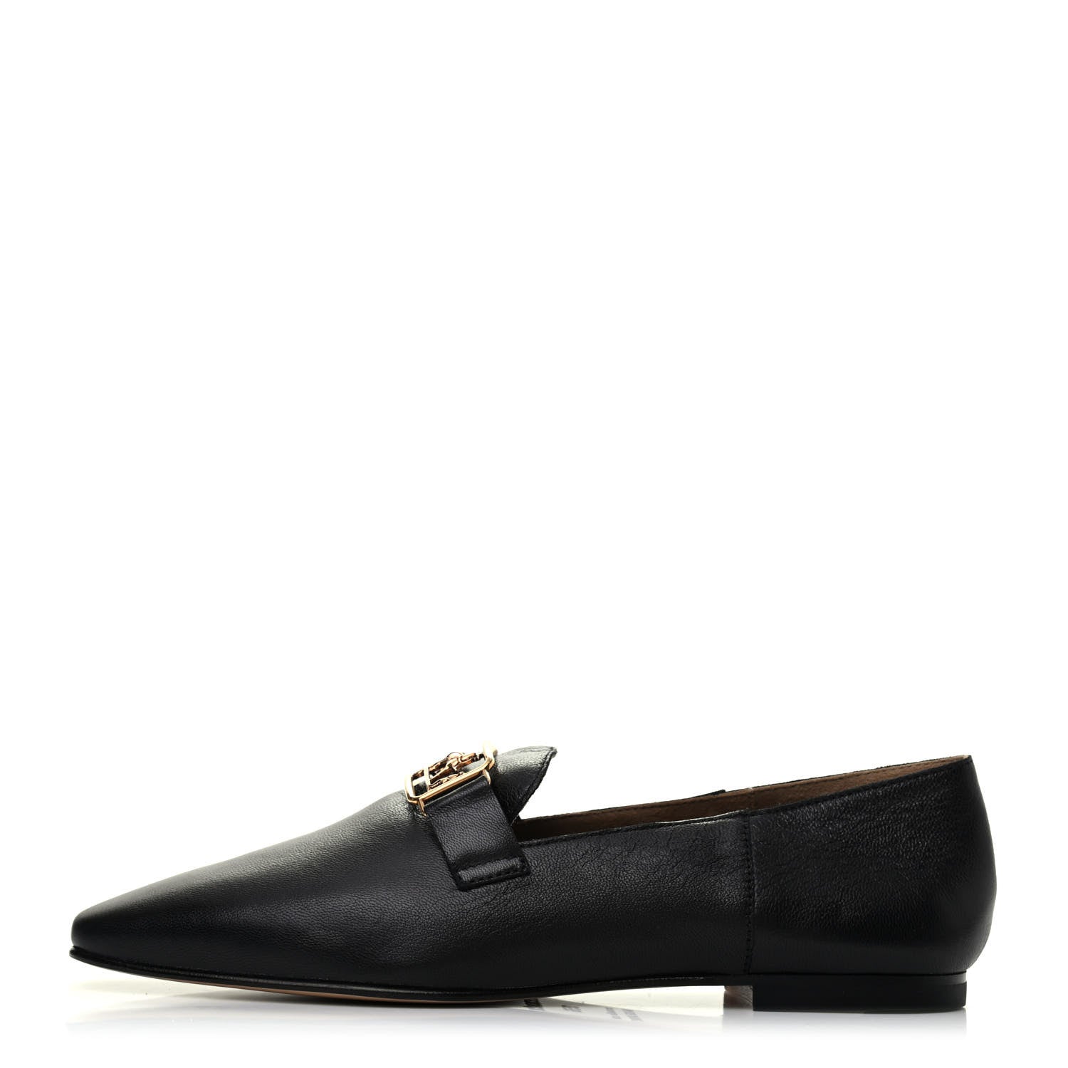 Hermes Goatskin Womens Time Loafers 35.5 Black 1 of 4