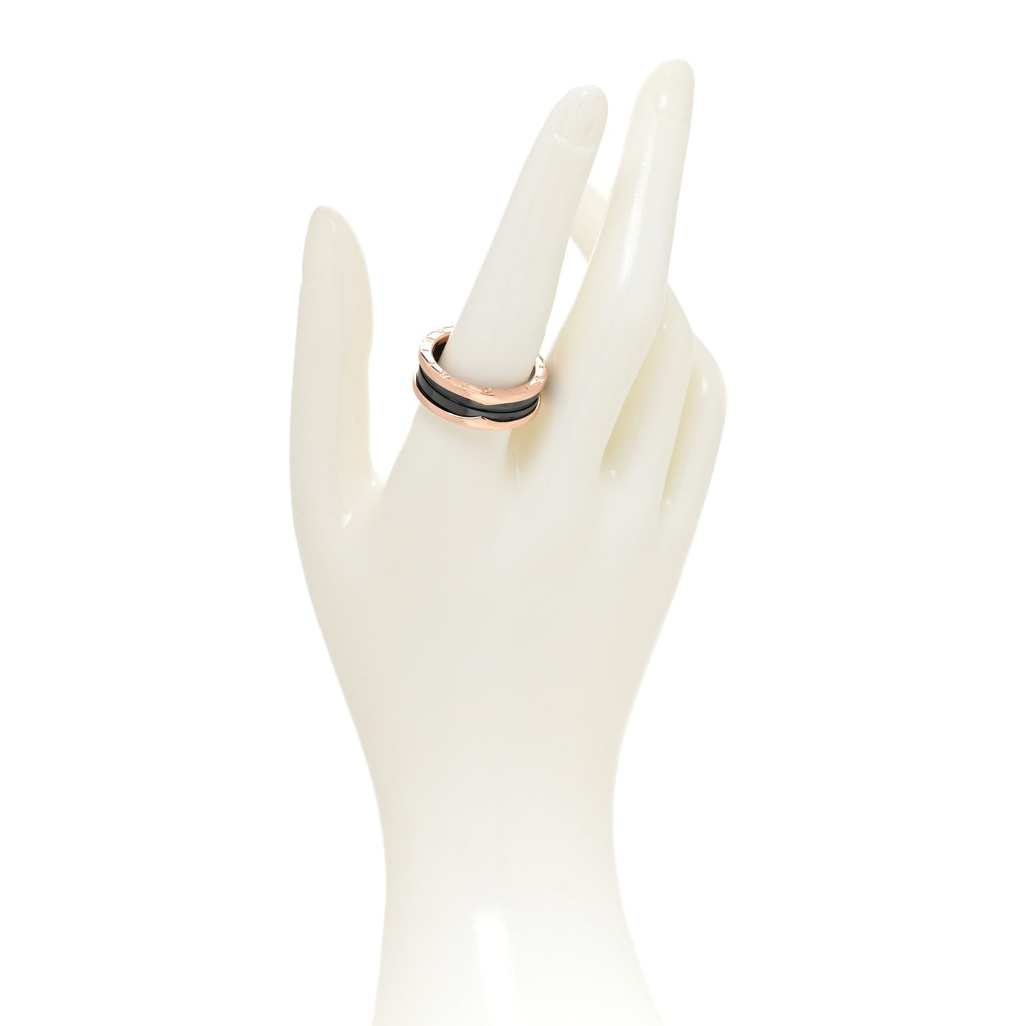 18K Rose Gold Black Ceramic B.Zero1 Two-Band Ring 63 10.25