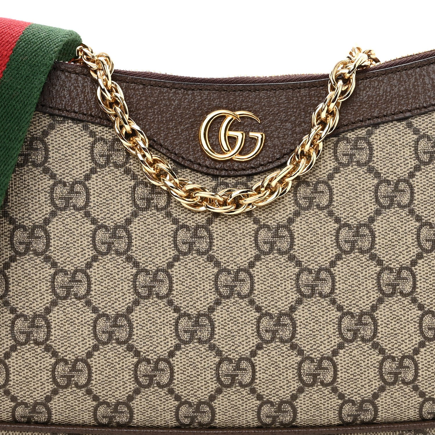 Gucci GG Supreme Monogram Textured Dollar Calfskin Web Small Ophidia GG Handbag Beige Ebony New Acero 7 of 9
