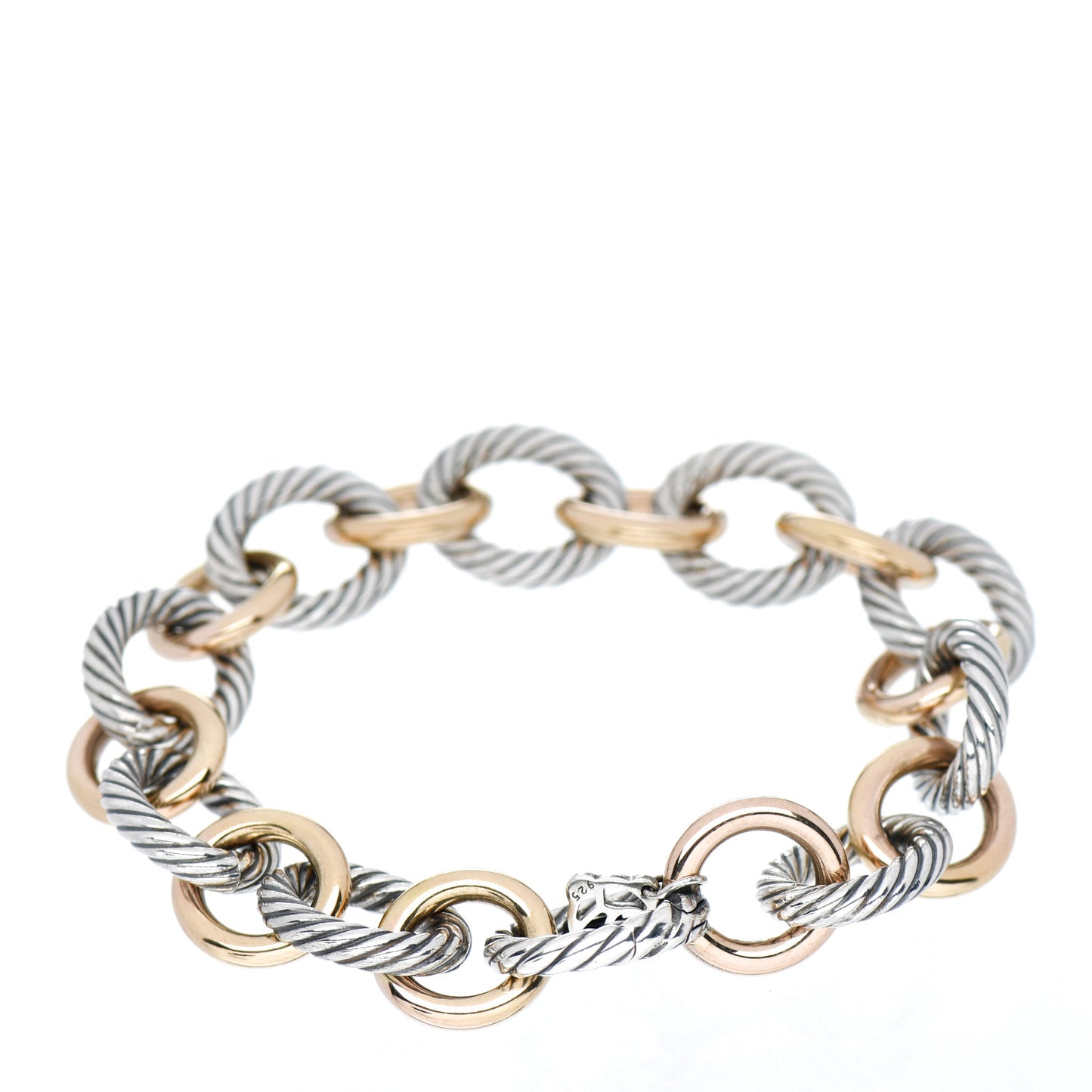 Sterling Silver 18K Rose Gold 12mm Large Oval Link Bracelet