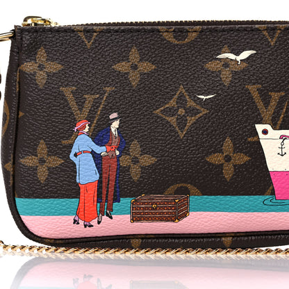 Louis Vuitton Monogram 2016 Christmas Animation Mini Pochette Accessories Rose Ballerine 8 of 11