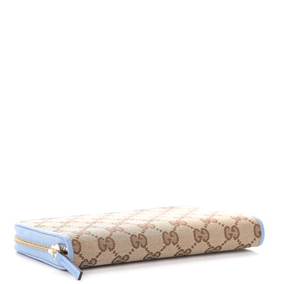 Gucci Monogram Dollar Calfskin Zip Around Wallet Beige Ebony Mineral Blue 4 of 8