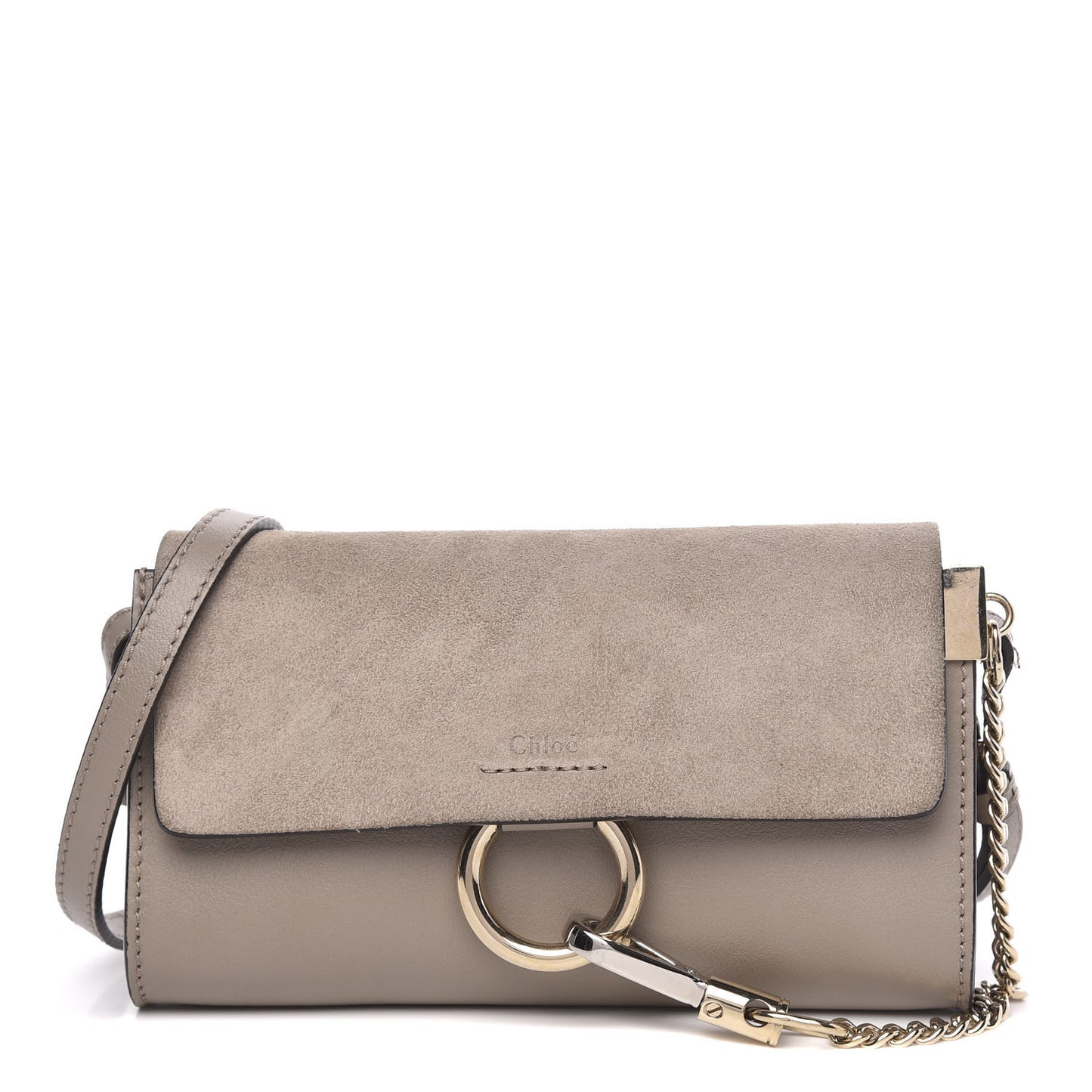 Suede Calfskin Mini Faye Shoulder Bag Motty Grey