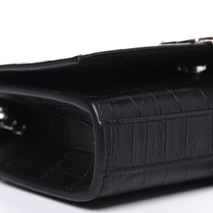 Saint Laurent Calfskin Crocodile Embossed Monogram Small Kate Tassel Satchel Black 12 of 14