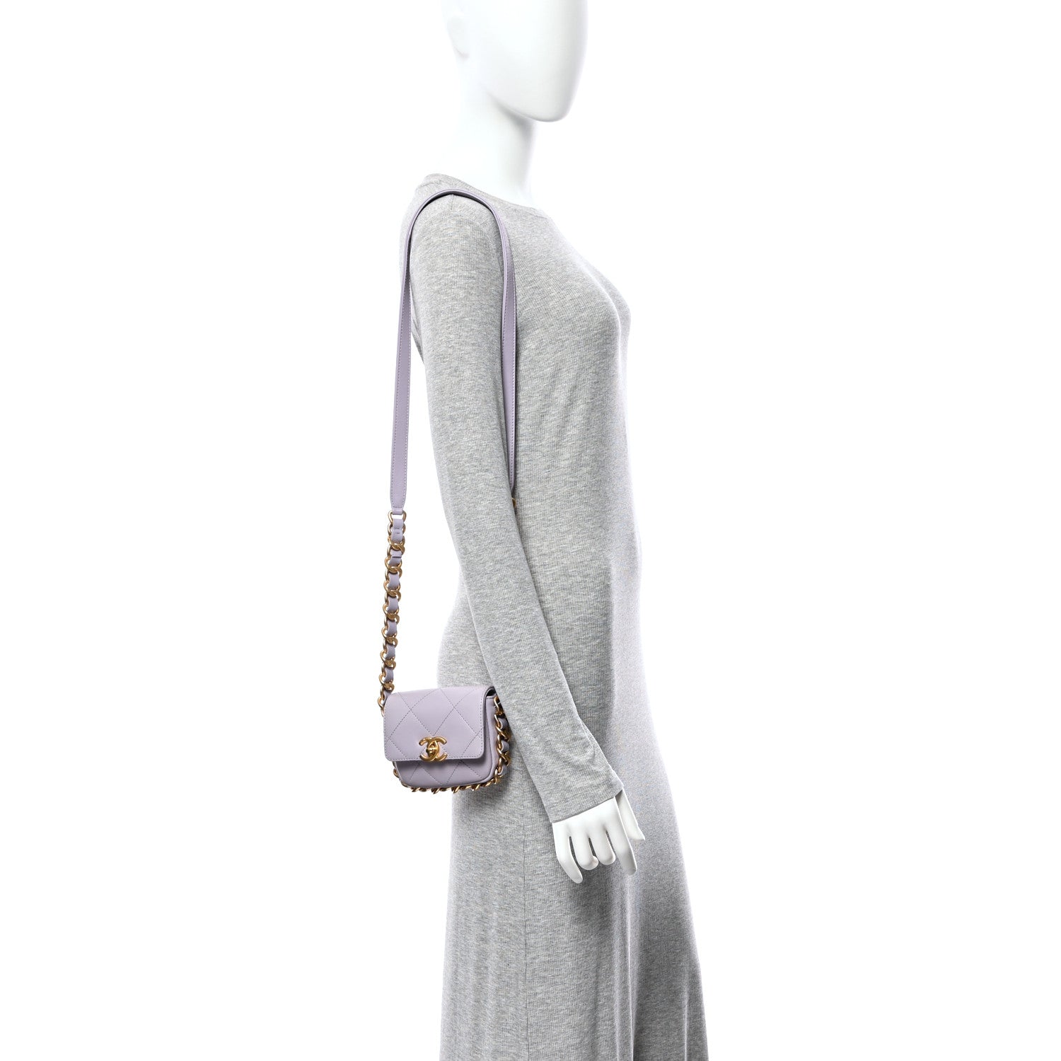 Chanel Calfskin Quilted Mini Framing Chain Bag Light Purple 2 of 10