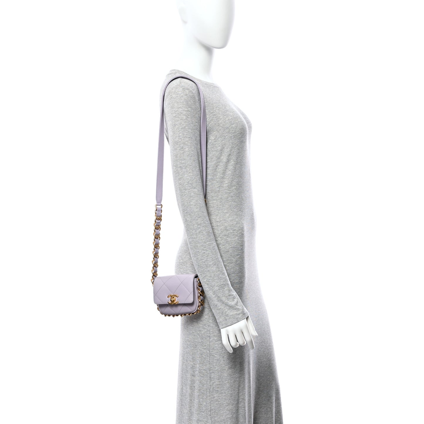 Calfskin Quilted Mini Framing Chain Bag Light Purple