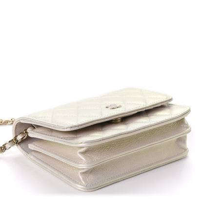 Chanel Iridescent Lambskin Quilted Mini Wallet On Chain WOC Ivory 4 of 11