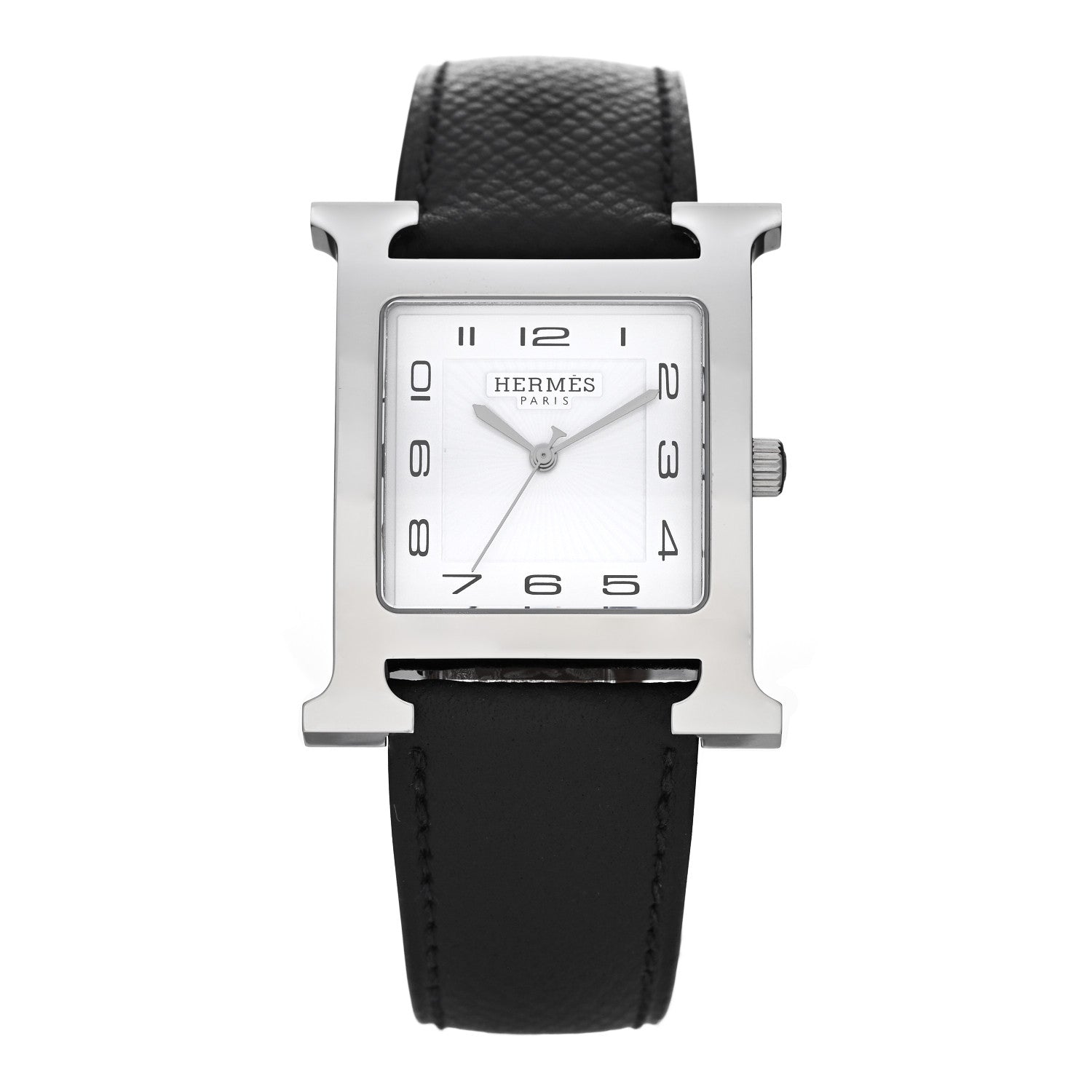 Hermes Stainless Steel Epsom 30.5mm Heure H Hour Quartz Watch Noir 1 of 5