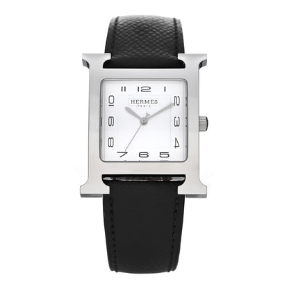 Hermes Stainless Steel Epsom 30.5mm Heure H Hour Quartz Watch Noir 1 of 5