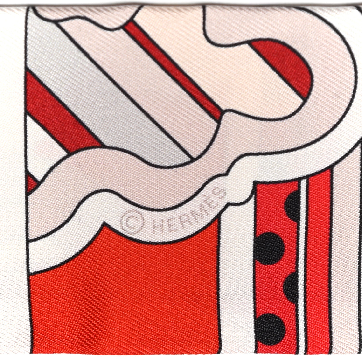 Hermes Silk Faubourg Rainbow Twilly Rouge White Bordeaux 3 of 4