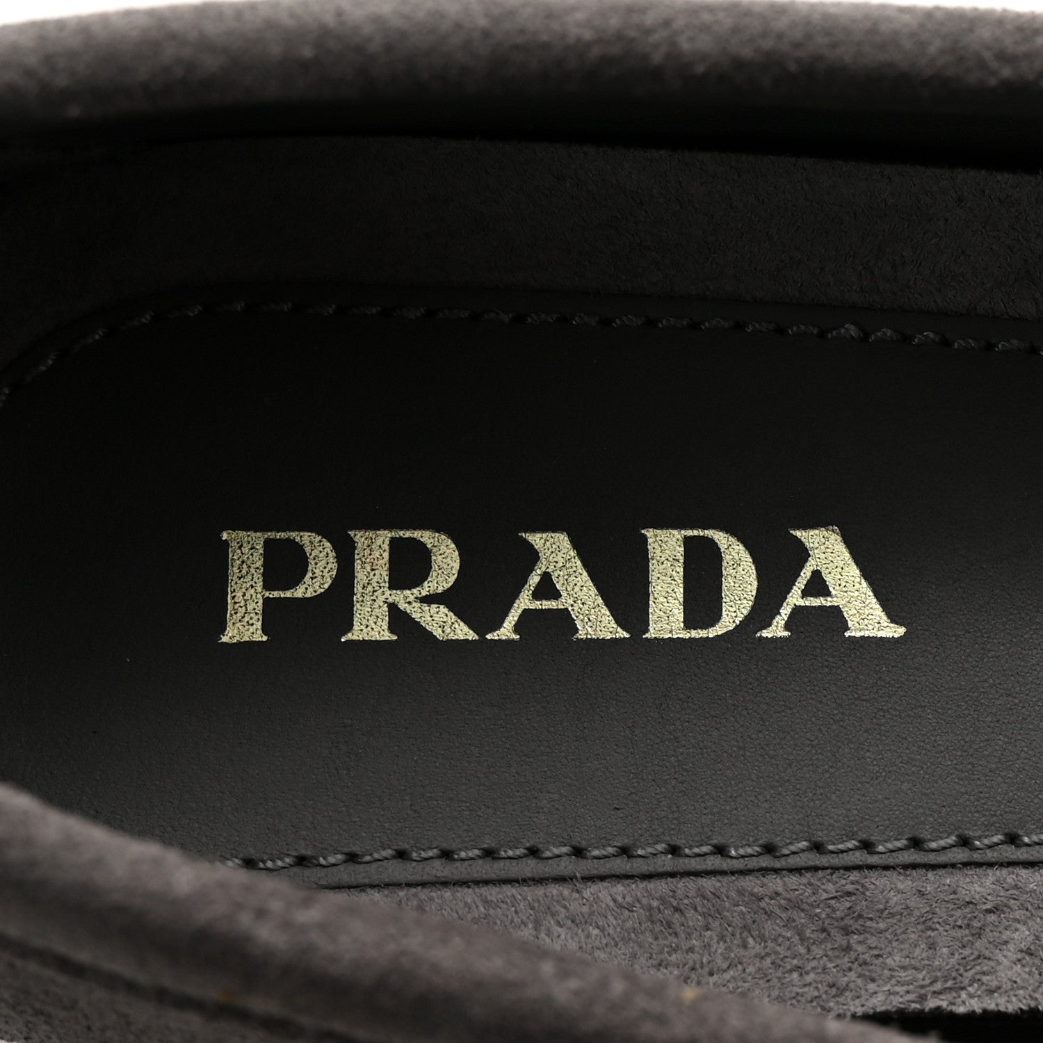 Prada Scamosciato Suede Bow Loafer 36 Ghiaia 8 of 10