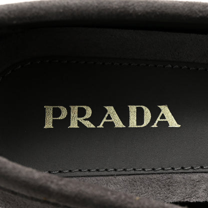 Prada Scamosciato Suede Bow Loafer 36 Ghiaia 8 of 10