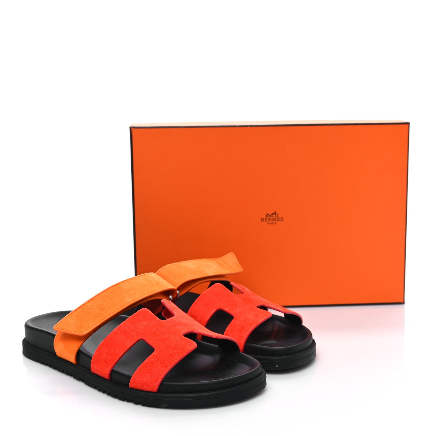 Hermes Suede Goatskin Womens Chypre Sandals 38 Rouge Ecarlate 2 of 9
