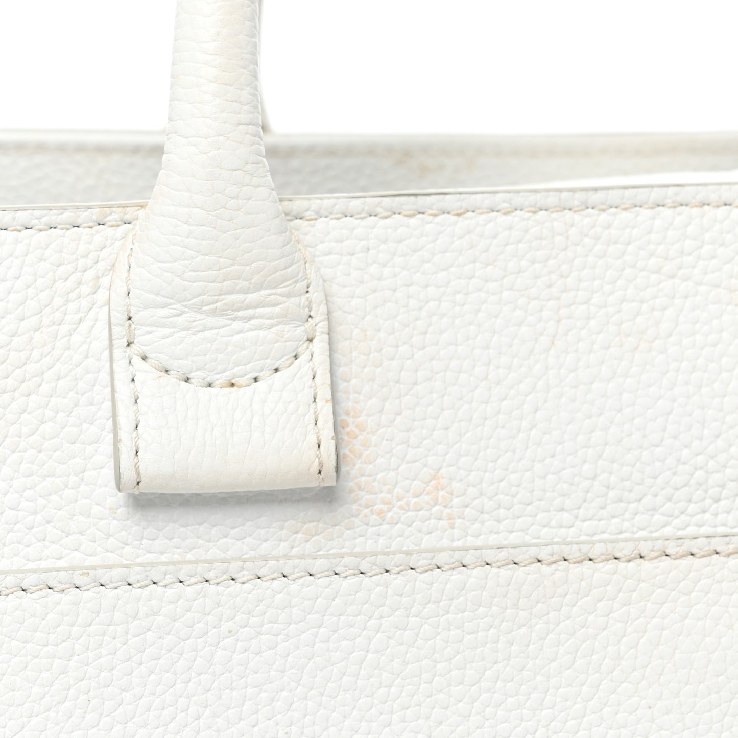 Grained Calfskin Small Neo Executive Shopper Tote White