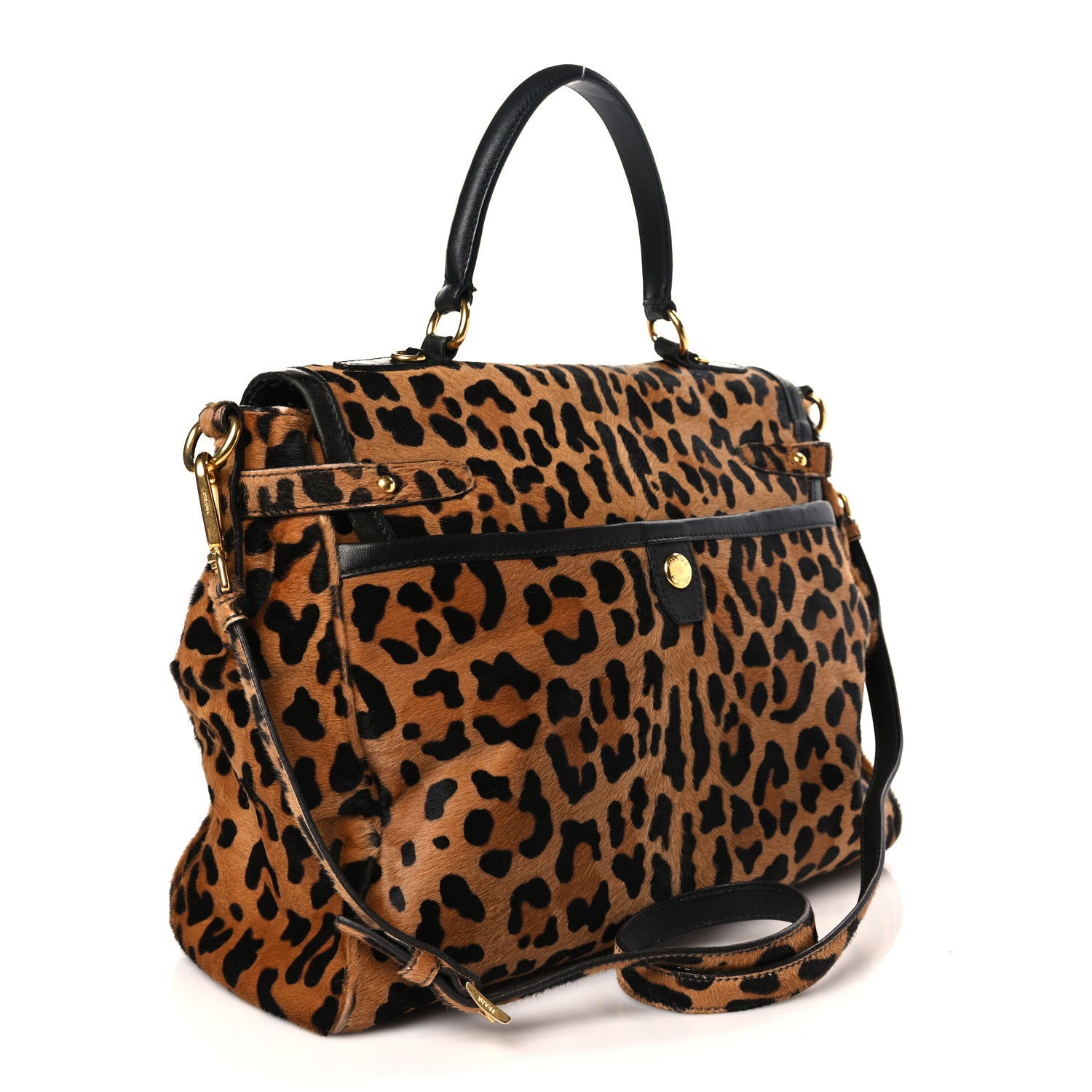 Prada Cavallino Leopard Print Tote Sabbia Moro 3 of 9
