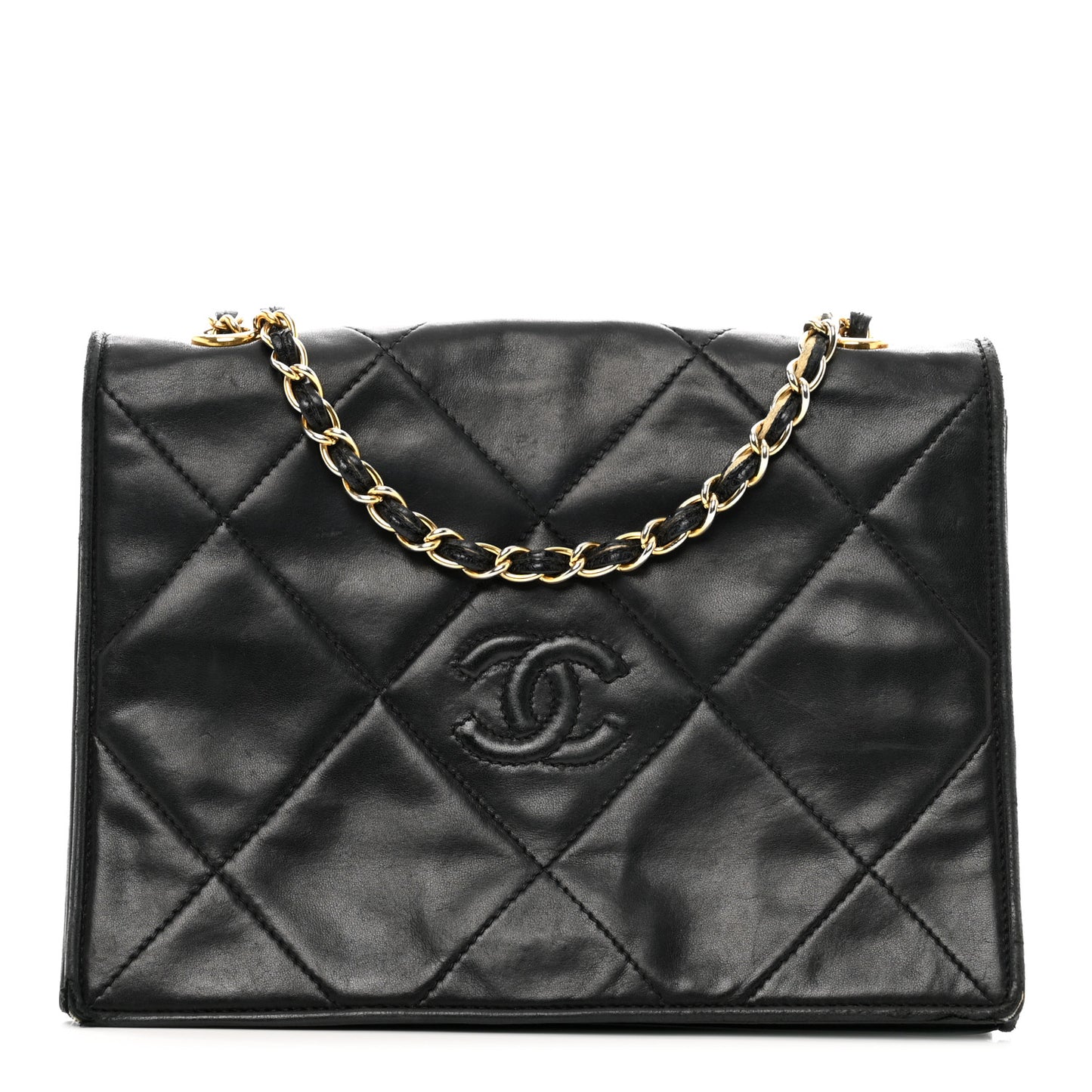 Lambskin Quilted CC Small Single Flap Black
