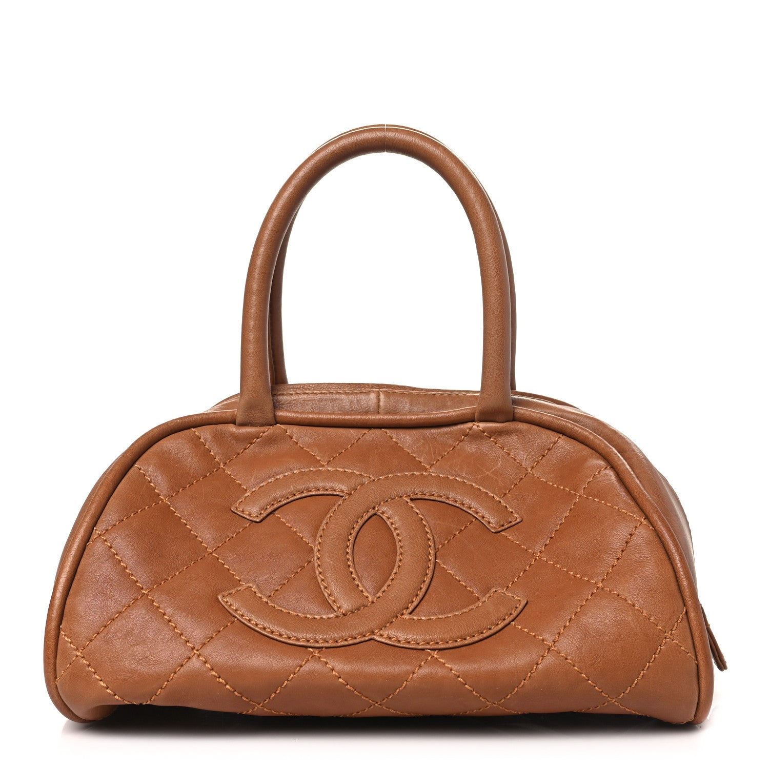 Chanel Calfskin Quilted Small Bowler Brown 1 of 11