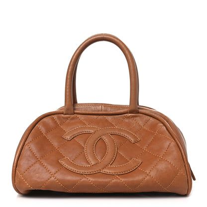 Chanel Calfskin Quilted Small Bowler Brown 1 of 11