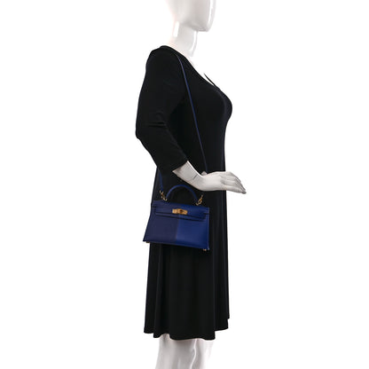 Hermes Epsom Casaque Mini Kelly Sellier 20 Bleu Encre Bleu Electrique Gold 2 of 10