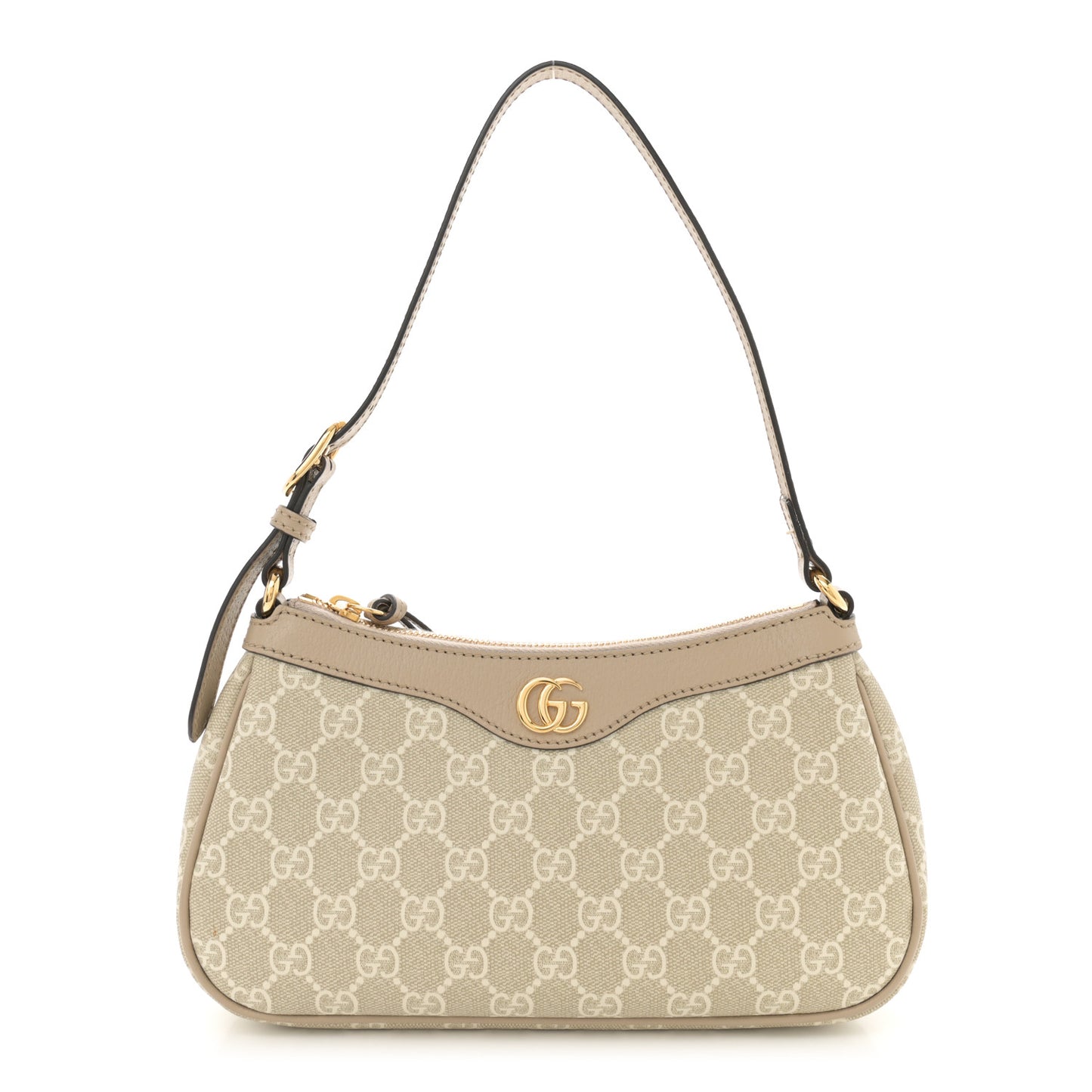 GG Supreme Monogram Textured Dollar Calfskin Small Ophidia Hobo Beige Mystic White Oatmeal