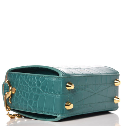 Alexander McQueen Calfskin Crocodile Embossed Box Shoulder Bag 16 Green 6 of 14